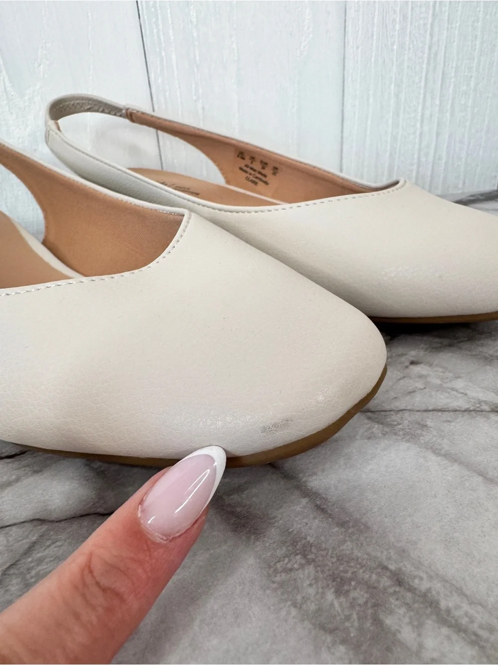 Life Stride Cream Slingback Flats - Women's Soft Leather-Look